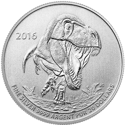 2016 $20 1/4oz Silver Coin Series - T-REX